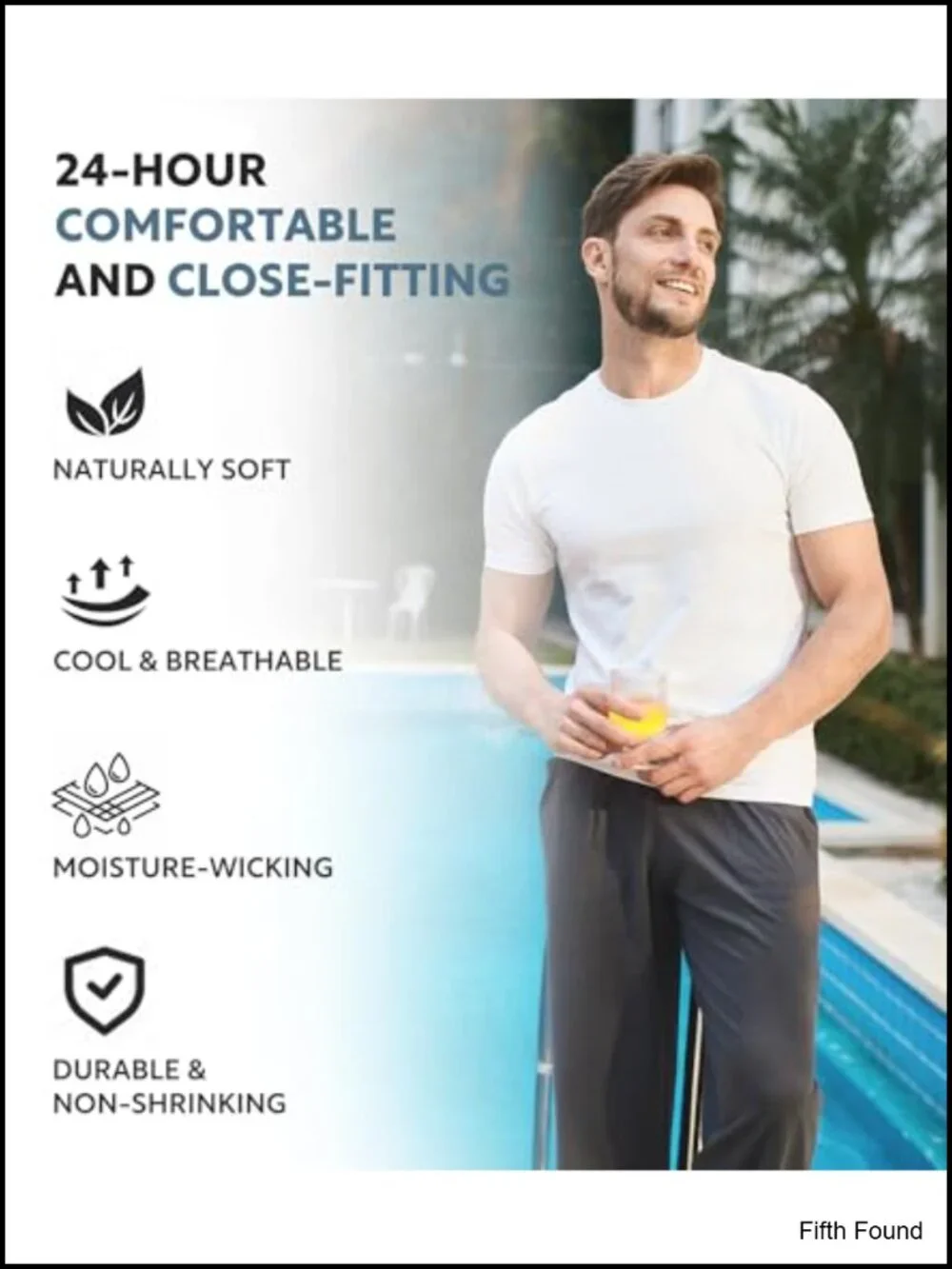 Men's Cotton Undershirts 3-Pack Moisture-Wicking Crew Neck Tee